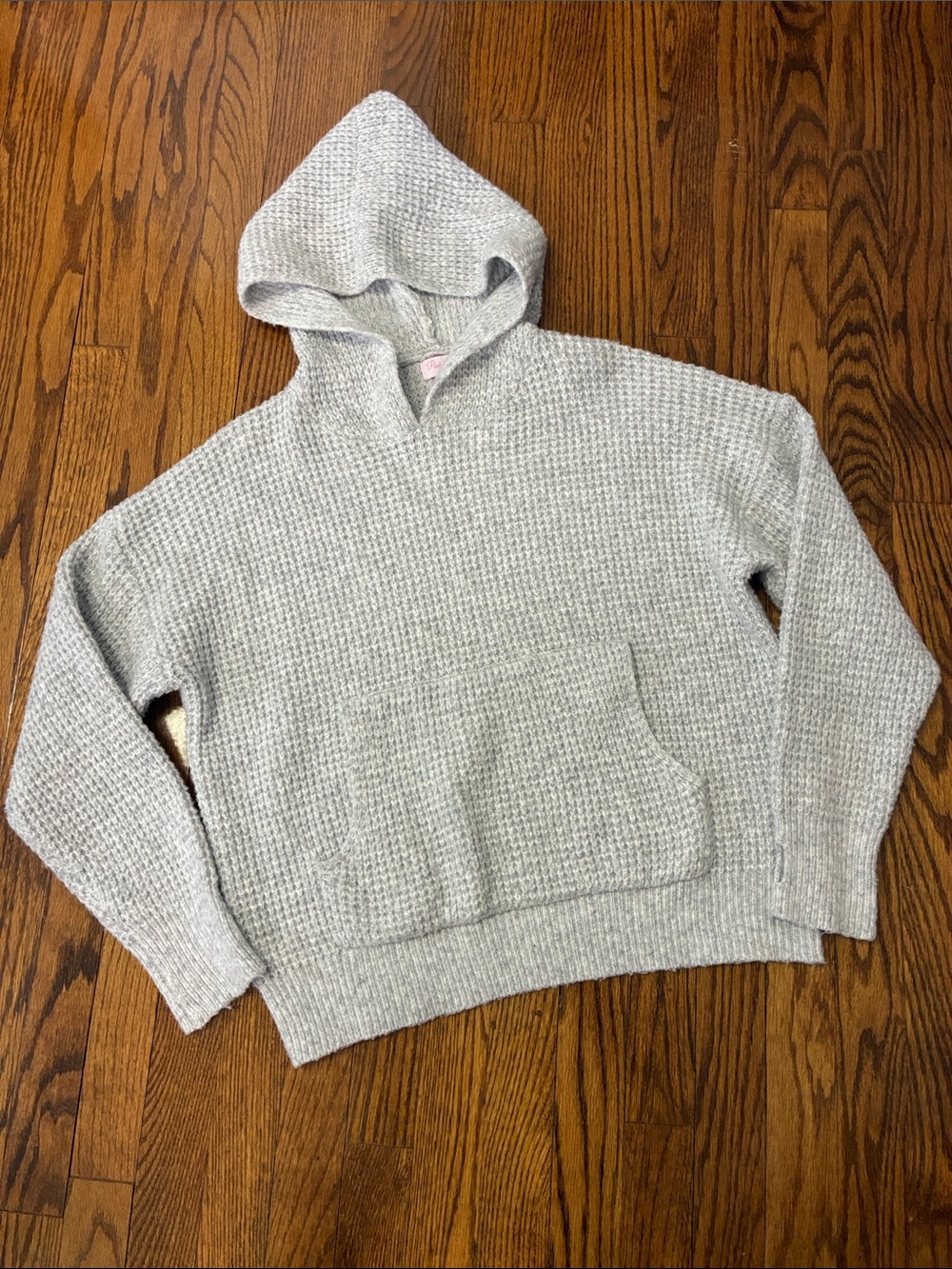 Pink Lily cozy Light Gray Knit Sweater hoodie size XS
